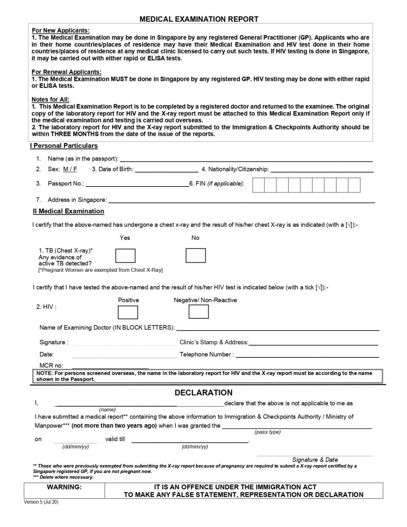 ICA Medical Check Up Form